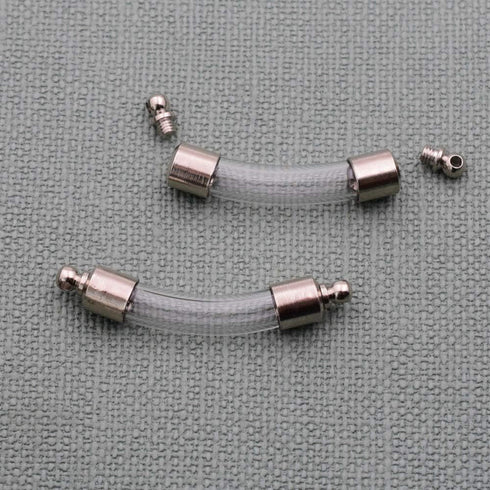 10 pieces Name on rice glass vial pendant screw cap bottle, wish bottle clear glass bottle charms (Bend tube)...