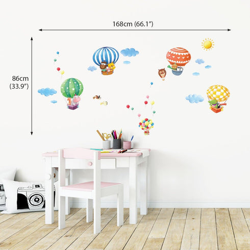 DECOWALL DA-1406B Animal Hot Air Balloons Kids Wall Stickers Wall Decals Peel and Stick Removable Wall Stickers for Kids Nursery Bedroom Living Ro...