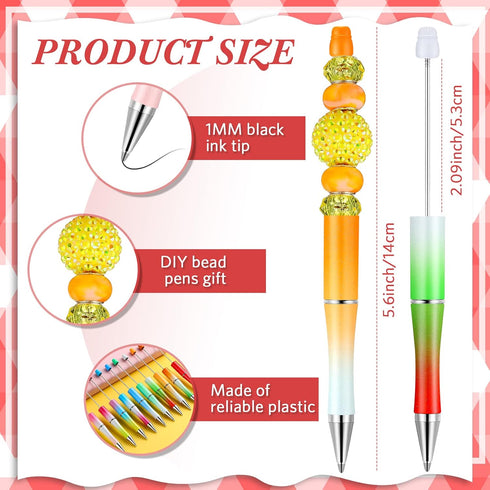 Crtiin 50 Pieces Plastic Beadable Pen Bulk Bead Ballpoint Pen Shaft Black Ink Beaded Pens with 50 Refills for DIY Making Gift Kids Students Office...