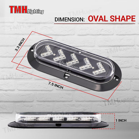 TMH (Pack of 2 6 Inch ARROW 25 LED Surface Mount Oval Clear Lens Amber Light Turn Signal Side Marker Tail LED Indicator Assembly Light for Truck T...