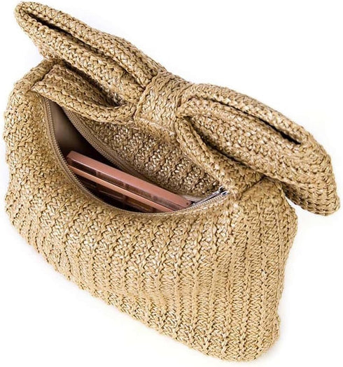Verdusa Women's Bow Wrist Handbags Woven Purse Top Handle Straw Clutches...