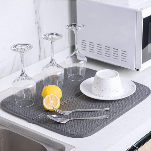 2 Pack Dish Drying Mat for Kitchen Counter, Absorbent Microfiber Dishes Drainer Mats Large Size Dish Drying Pad for Countertop, Rack, Sink,16 x24 ...