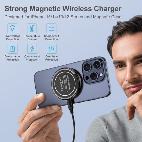 Magsafe Charger Samsung S24 Ultra Wireless Charger Pad Fast Charging Stand for Galaxy S24/S23/S22/S21,15W Wireless Charger Mat with PD 20W USB C C...