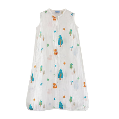 Muslin Cotton Toddler Sleeping Sack Bag, 0.5 Tog baby Lightweight Wearable Blanket for boy and girl (XL, Forest)...