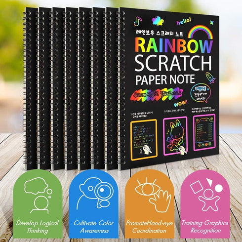 8 Pack Scratch Arts Drawing Notebook Paper for Kids Art Supplies, Large Rainbow Scratch and Sketch Books Set for Kids Party Favors...