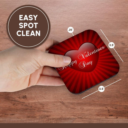 3dRose cst_164639_2 Red Heart Happy Valentines Day-Soft Coasters, Set of 8...