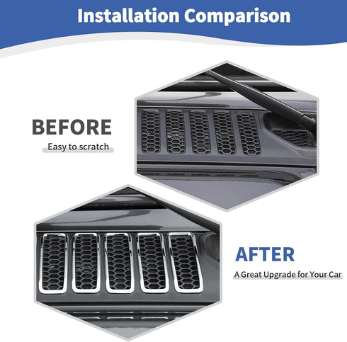 RT-TCZ for Jeep JL Hood Vents Cover Trim Chrome for Jeep Wrangler JL JLU Gladiator JT 2018-2024 Chrome Exterior Accessories 7pcs...