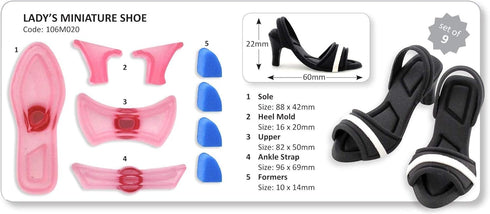 JEM Lady's Miniature Shoe Fondant Cutters, for Cake Decorating, Set of 9...