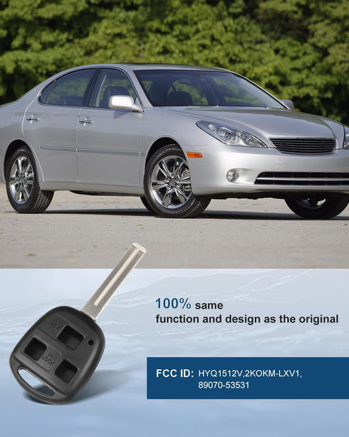 ECCPP 1X 3 Buttons Uncut Keyless Entry Remote Control Car Key Fob Shell Case for 1998-2003 Fit for Lexus ES300 3.0L 2001-2005 Fit for Lexus GS430 ...