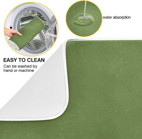 Olive Green Solid Color Dish Drying Mat Absorbent Reversible Dish Draining Mat for Kitchen Countertops Sinks, 16 x 18 Inch...