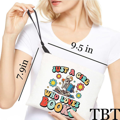 Book Lovers Gifts Skull Makeup Bag Book Club Gifts Cosmetic Travel Bag Bookish Gifts Zipper Pouch Book Themed Gifts Skincare Bag Nerd Bookworm Rea...