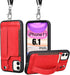 TOOVREN for iPhone 11 Wallet Lanyard Case Protective Cover with PU Leather Card Holder Adjustable Detachable Phone Lanyard Stand Strap for iPhone ...