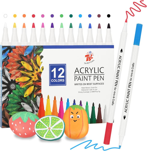 TBC The Best Crafts Acrylic Paint Pen -12 Color waterproof, non-toxic, odorless, suitable for paper, pottery, stones, backpacks, glass, eggs, fabr...