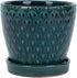 Teal Ceramic Pot with Reactive Glaze for Indoor Plants Planter with Saucer, 4.75 x 5.5 Inch...