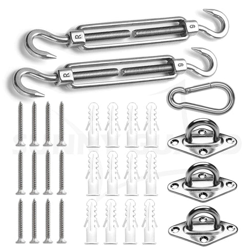 SUNNY GUARD Sun Shade Sail 316 Stainless Steel Hardware Kit 6 Inch for Triangle Shade Sail Installation for Backyard Yard Deck Patio Garden...