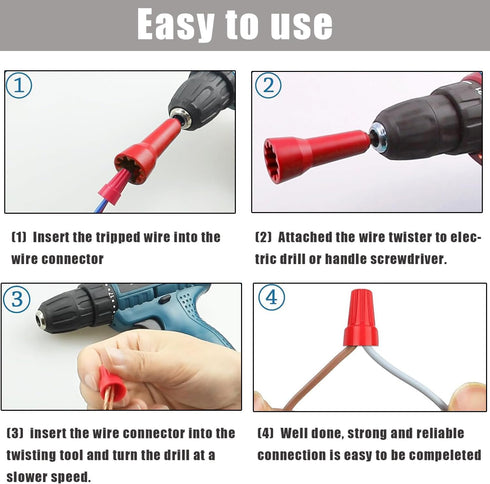 Wire Twisting Tool, Spin Twist Wire Connector Wire Nut Driver, Socket Wire Twisting Spinner with 1/4" Chuck for Drill and Wire Connector Driver Re...