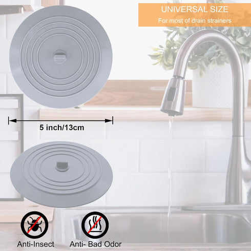 Bathtub Drain Stopper 3 Pack, V-TOP 5inch Tub Stopper Bathtub Drain Cover, Silicone Bath Tub Plug Essentials Flat Suction for Kitchen Bathroom Lau...