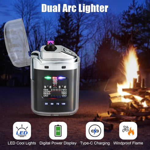 Electric Lighter, Waterproof Lighter Outdoor, Plasma Dual Arc Lighter, Rechargeable Lighter,with USB Rechargeable for Camping?Hiking, Adventure, S...