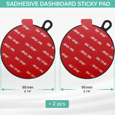 pop-tech Dash Suction Cup Mounting Disk: 95mm Car Mount Adhesive Dashboard Pad for Phone Holder - 3M Replacement Disc Sticky Sticker for Cam Winds...