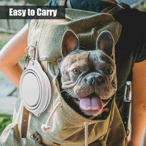 SLSON Collapsible Dog Bowls,Integrated Molding Dog Double Bowl No Plastic Rim 2 in 1 Foldable Pet Food & Water Bowl Cat Feeder Dish for Walking,Hi...