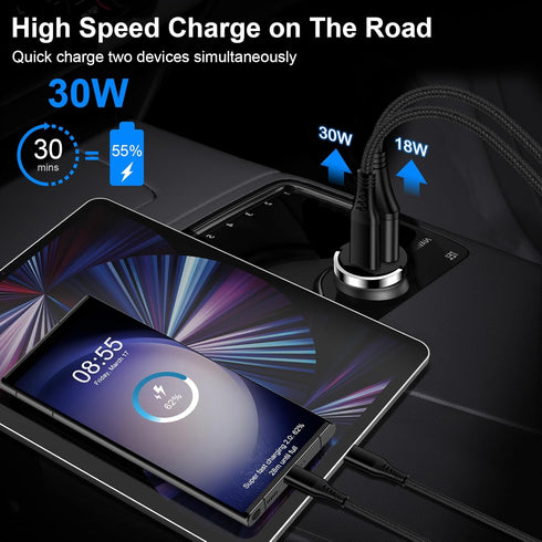 48W Fast Car Charger Adapter Type C for iPhone 15 Pro Max/15 Pro/15/Plus 14 13 12 11,Samsung Galaxy S24 Ultra S23 A15 5G A14/A54/A13/A53, Pixel 8 ...