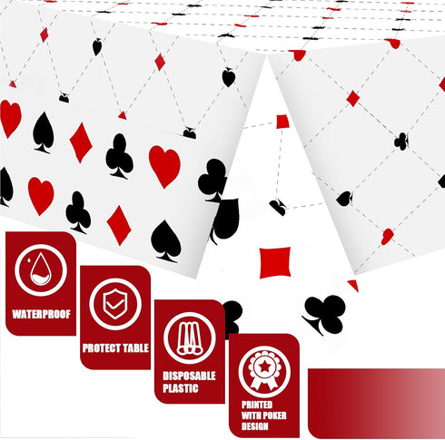 Breling 3 Pcs Casino Poker Themed Party Decorations Disposable Poker Tablecloth Las Vegas Theme Table Cover Casino Table Runner for Las Vegas Play...