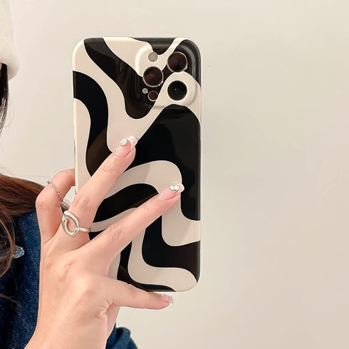 ZIYE Case for iPhone 13 Pro Max Wave Pattern Design Case Camera Lens Protection Soft TPU Shockproof Cute Zebra Print Phone Cover for Women Girls M...