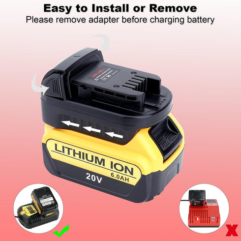 Biswaye Adapter Compatible with Milwaukee M18 Tools, Compatible with DeWalt 20V Max Battery to Replacement for Milwaukee M18 18-Volt Battery, DW18...