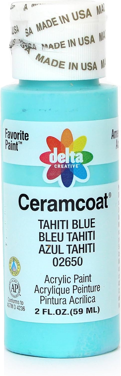 Delta Creative Ceramcoat Acrylic Paint in Assorted Colors (2 oz), 2650, Tahiti Blue...