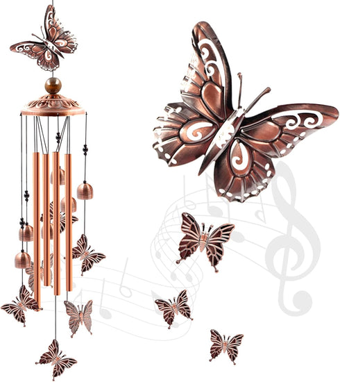 Wind Chimes Outdoor Clearance, Butterflies Aluminum Tube Windchime with S Hook,Patio Garden Decor, Housewarming Gift....