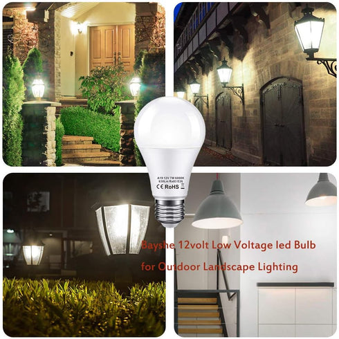 12V LED Light Bulb 60Watt Equivalen E26 7W 630Lm 12 Volt Low Voltage Lights AC/DC 11-18V A19-12volt RV Marine Boat Landscape Lighting-6 Pack(6000K...