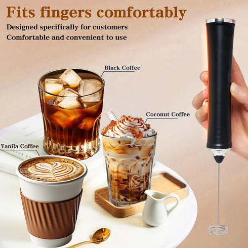 Rechargeable Milk Frother Handheld For Coffee,3 Speeds Frother Wand With Stand, Batidora De Mano Electrica,Coffee Frother With 2 Heads,Drink Mixer...