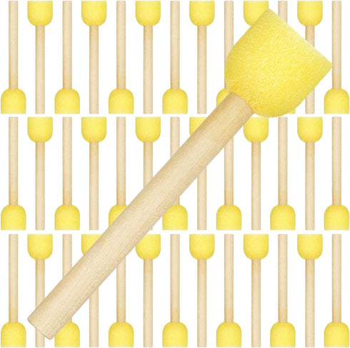 40 Pieces Round Sponge Foam Brush Set Paint Sponge Brush Wooden Handle Foam Brush Sponge Painting Tools for Kids Painting Crafts (0.6 Inch)...