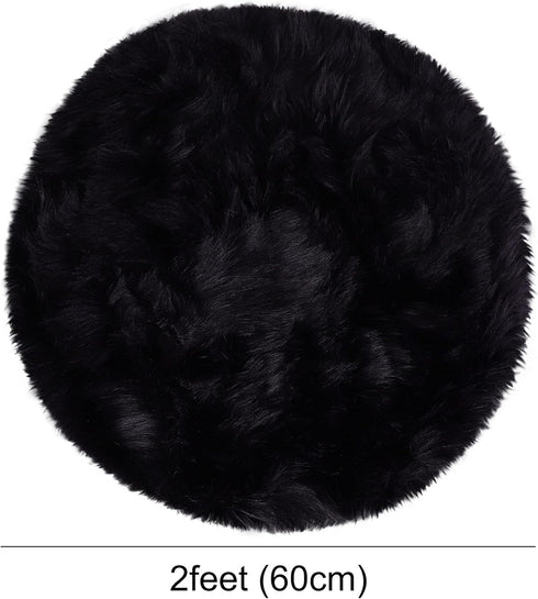 uxcell Faux Fur Round Rug,Fluffy Area Mat,Fluff Rugs for Bedroom Floor Sofa Living Room 2 x 2 Feet Black...