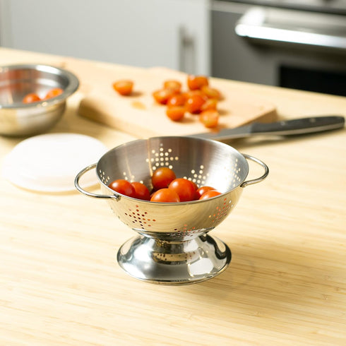 RSVP International Endurance Kitchen Collection Colander Strainer, Mini, Pierced Stainless Steel...