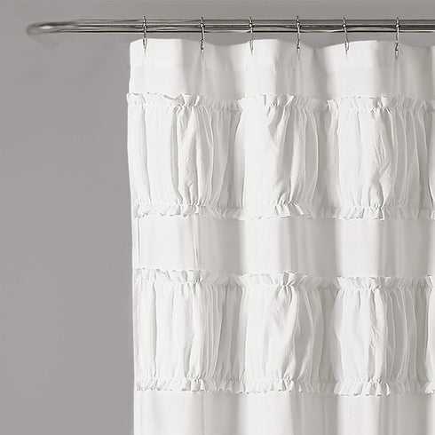 Lush Decor, 72" x 72", White Nova Ruffle Shower Curtain...