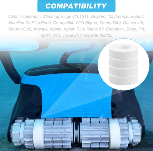 Pool Cleaner Climbing Rings (4 Pack) Fits for Dolphin Maytronics Robotic Replacement Parts 6101611 Compatible with M200/M400/M500, Nautilus/CC Plu...