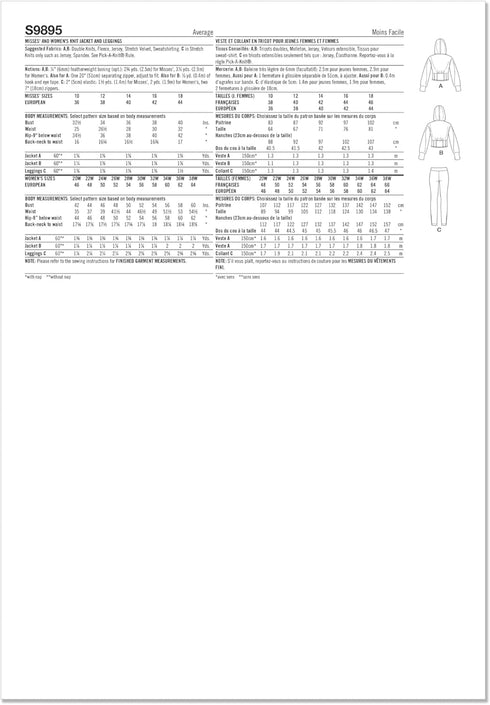Simplicity Misses' Corset Style Hooded Jacket and Knit Leggings Sewing Pattern Packet, Design Code S9895, Sizes 10-12-14-16-18...