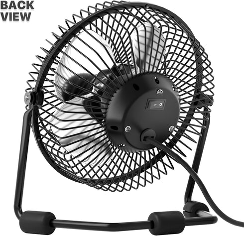 mollie 4-Inch Small USB Desk Fan for Home Office Bedroom Mini Personal Desktop Air Circulator Ultra Quiet Cooling Table Fan Adjustable Tilt Black...