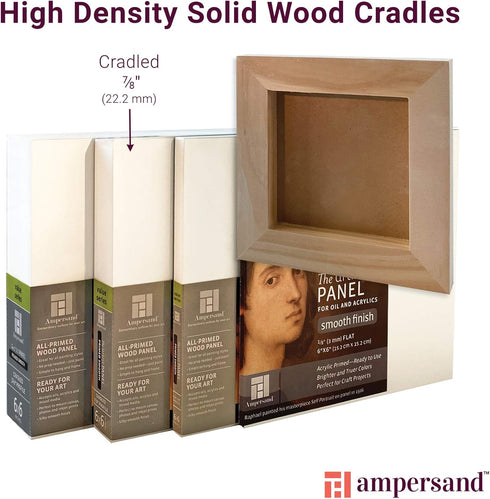 Ampersand Art Supply Wood Gesso Artist Painting Panel: Primed Smooth, 8" x 10", 7/8" Cradled Profile...