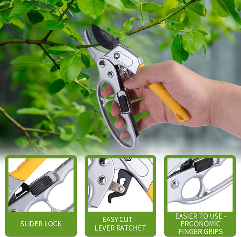 premium garden clippers, work 3 times easier, arthritis weak hand snips...