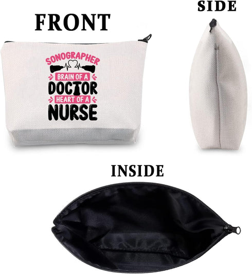 CMNIM Sonographer Makeup Bag Radiologist Gifts Sonographer Accessories for Work Pouch Bag for Ultrasound Technician Gifts (Sonographer Brain Makeu...