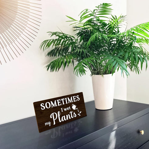 Sometimes I wet my plants Funny Garden Wooden Signs,Rustic Garage Home Farmhouse Wall Fence Decoration (Black)...