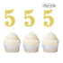 Newqueen Number 5 Cupcake Toppers Gold Glitter 5th Birthday Cupcake Topper Baby Shower Anniversary Party Decoration Supplies 24 PCS...