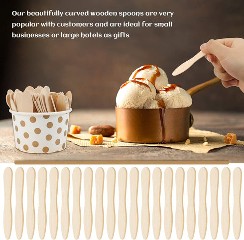 400 Pcs Wooden Ice Cream Spoons, Mini Disposable Tasting Spoons Wooden, Small Dessert Spoons, Mini Spoons for Crafts, Tasting, Sampling (3 Inch)...
