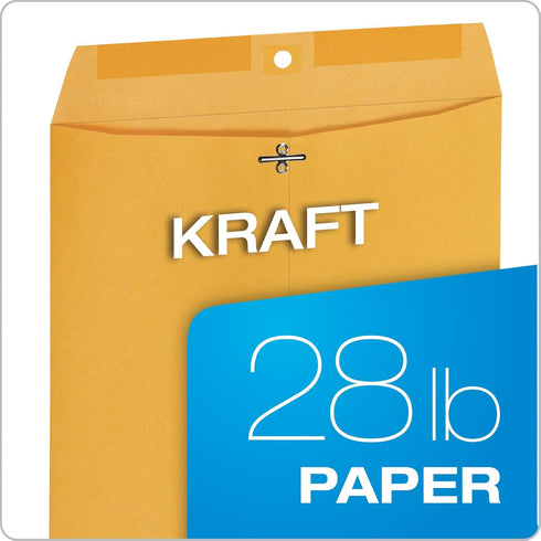 Quality Park 10 x 13 Clasp Envelopes, Clasp and Gummed Closures for Storing or Mailing, 28 lb Kraft Paper, 100 per Box (QUA38197)...
