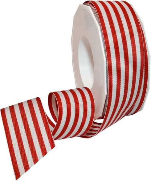 Morex Ribbon Striped Polyester Grosgrain Ribbon, Party Decorations, Gift Wrapping, Fun Patterns, 1-1/2" by 20 yd., Red...