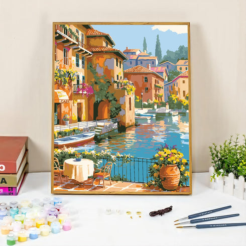QUITEDEW Paint by Number for Adults,Town Scenery Paint by Numbers,Landscape Paint by Number Kits Suitable for Home Wall Decoration 16x20 Inch....