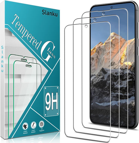 Slanku [3 Pack for Samsung Galaxy S23 FE 5G Tempered Glass Screen Protector Film, Support Fingerprint Unlock, Case Friendly, Anti-Scratch...
