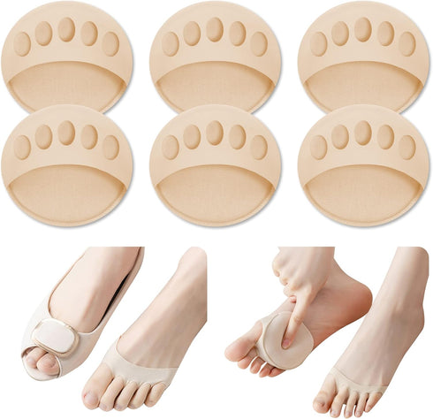 6Packs Metatarsal Pads Ball of Foot Cushions Forefoot Pads Honeycomb Fabric Forefoot Pads for Pain Relief High Heels Toe Pads Men Women Invisible ...